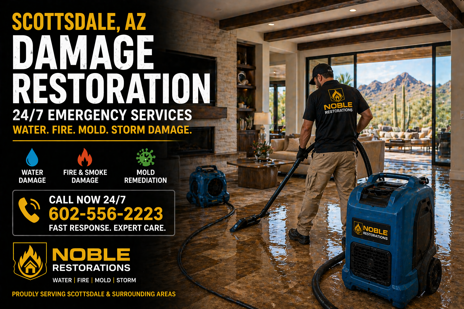 Damage Restoration in Scottsdale, AZ | 24/7 Water, Fire & Mold Cleanup Services