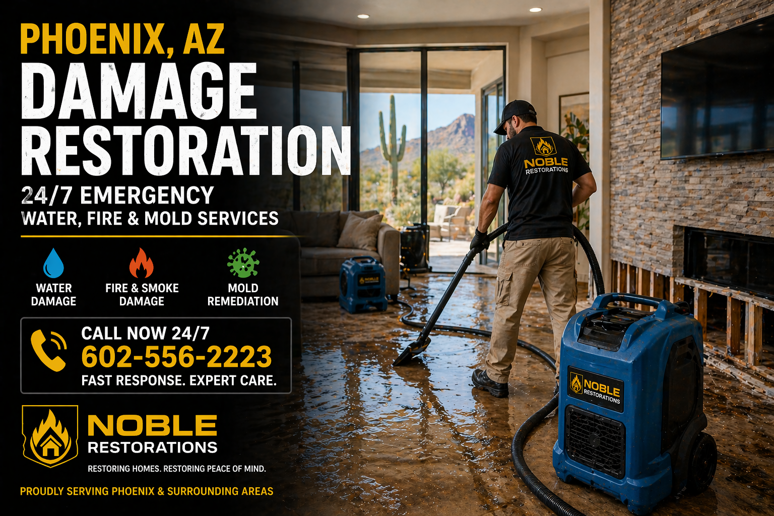 Damage Restoration in Phoenix, AZ | 24/7 Emergency Water, Fire & Mold Services